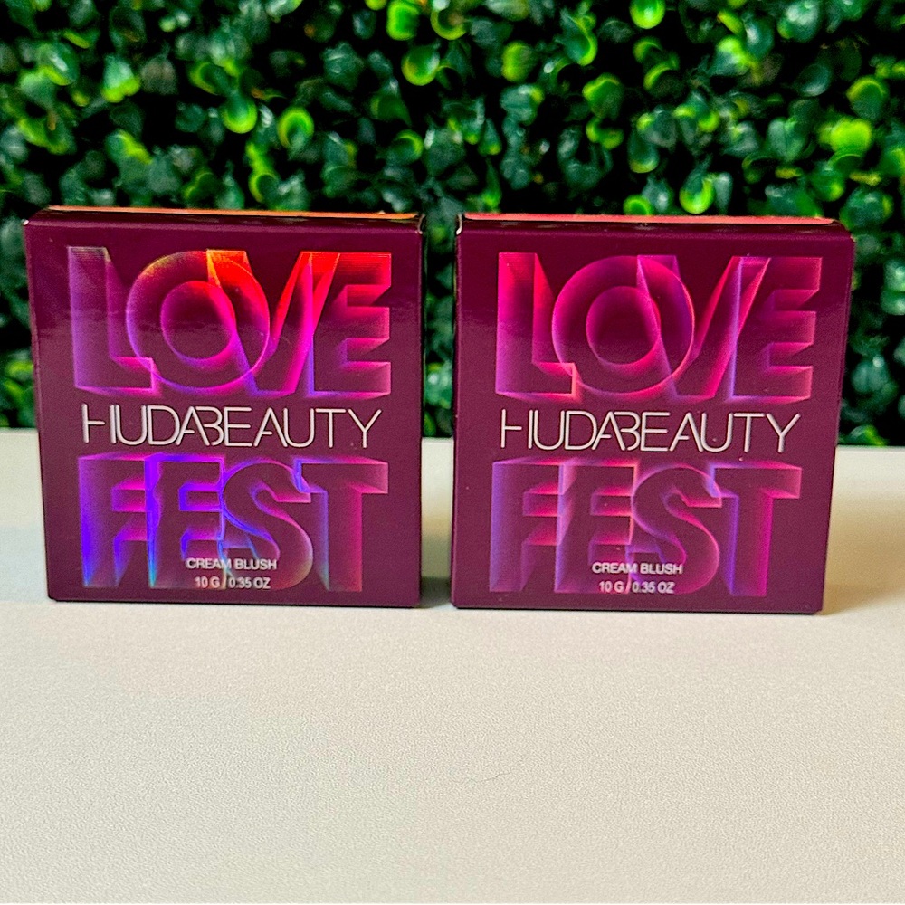 NEW HUDABEAUTY BUNDLE Lovefest Cream Blushes (Burning Cherry &Toasted Tangerine)